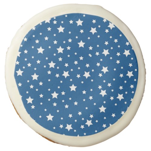 Blue Starry Sky White Stars Pretty Starlight Night Sugar Cookie