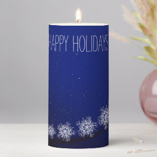 Blue Starry Sky With Ice Flakes Pillar Candle