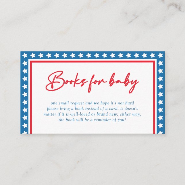  Blue Stars 4th of July Baby Shower Diaper Raffle Enclosure Card (Front)