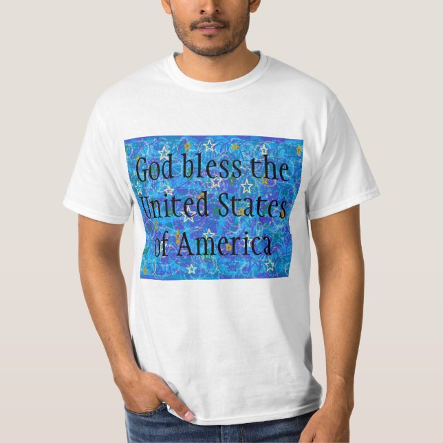 blue stars abstract art god Bless United States of T-Shirt (Front)