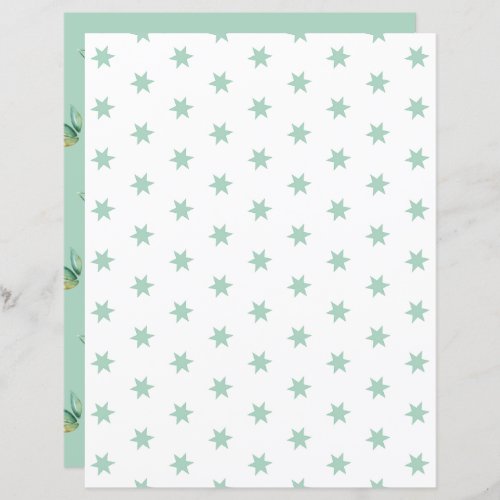 Blue Stars and Leaves Scrapbook Paper Sheet