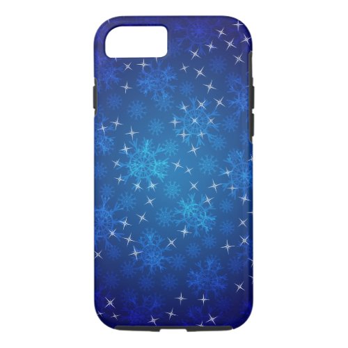 Blue Stars and Snowflakes HolidayChristmas iPhone 87 Case