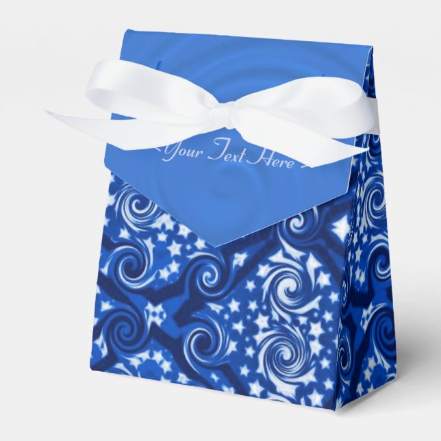 Blue Stars and Swirls Pattern Favor Box (Front Side)
