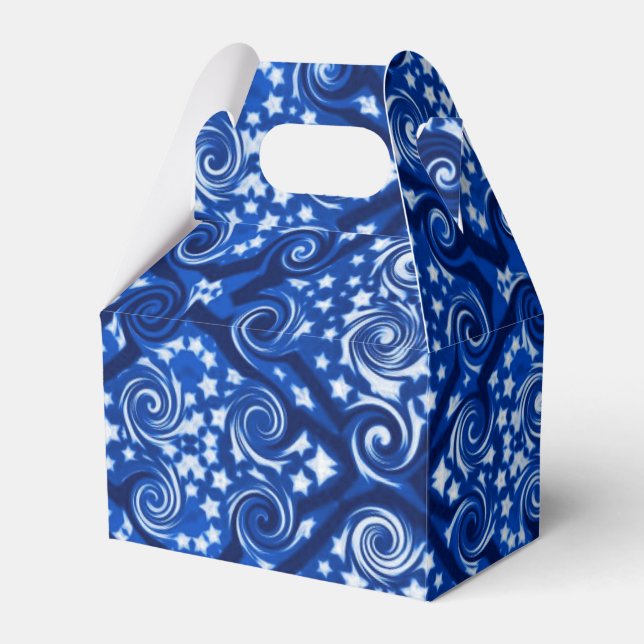 Blue Stars and Swirls Pattern Favor Box (Front Side)