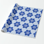 Blue Stars Art Wrapping Paper<br><div class="desc">My original artwork is featured on this fun wrapping paper, consisting of my original design of a fancy star shape pattern in blue tones and set on a light blue background. This wrapping paper is 30” wide and can be any length you choose up to 15 feet (more than 15...</div>