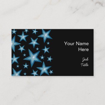 Blue Stars Business Card Side Black by jessperry at Zazzle