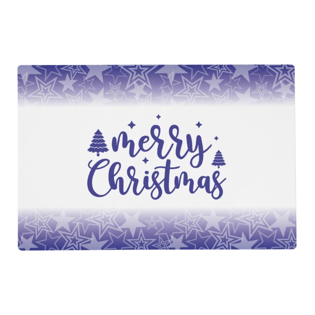 Blue Stars Christmas Laminated Table Placemat (Front)