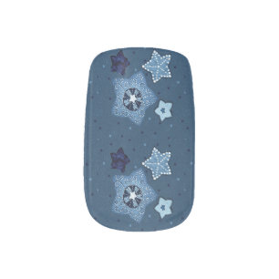 Blue Stars Christmas Nail Art
