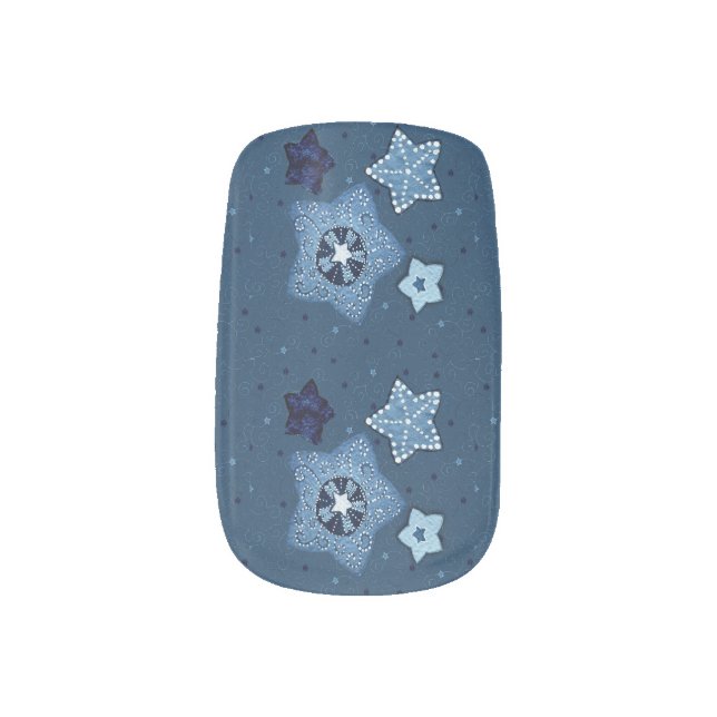 Blue Stars Christmas Nail Art (Left Thumb)