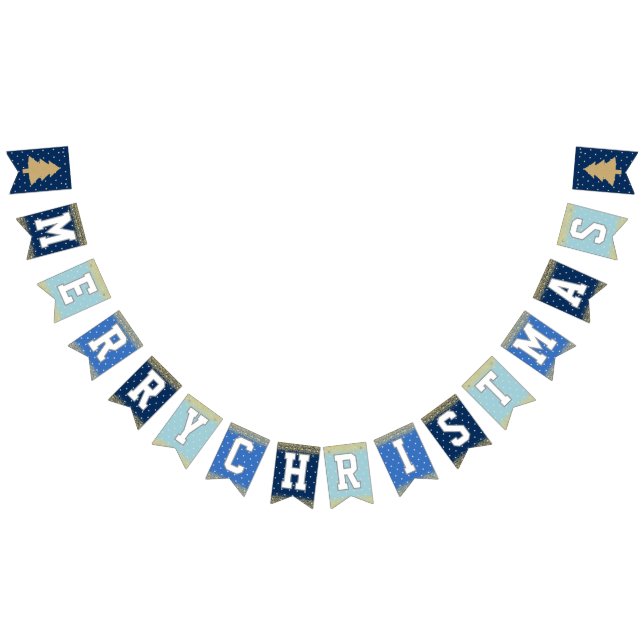 Blue Stars Christmas Party Bunting Flags (All)