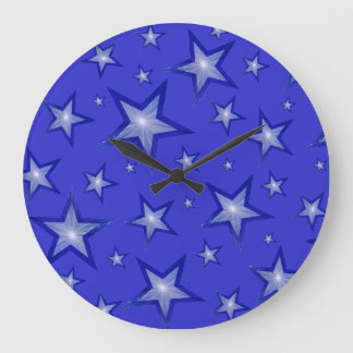 Blue Stars clock round black
