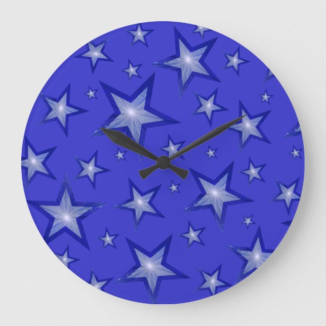 Blue Stars clock round black (Front)