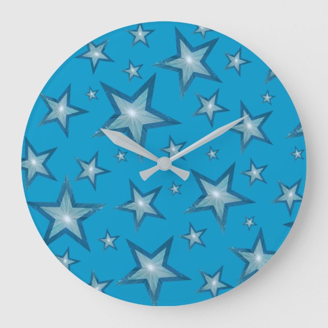Blue Stars clock round blue (Front)