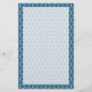 Blue Stars Geometrical Kaleidoscopic Pattern Stationery
