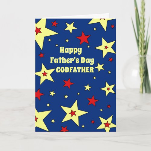 Blue Stars Godfather Happy Fathers Day Card