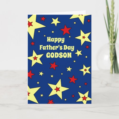Blue Stars Godson Happy Fathers Day Card