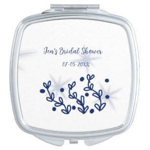 Blue stars leaves royal luxury bridal shower  compact mirror