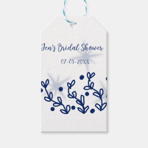 Blue stars leaves royal luxury bridal shower  gift tags