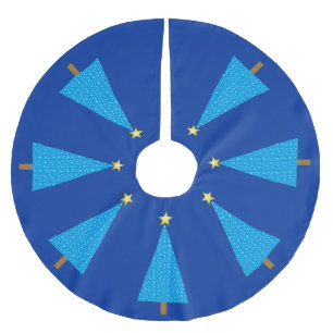 Blue stars modern Christmas tree Brushed Polyester Tree Skirt