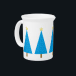 Blue stars modern Christmas tree Drink Pitcher<br><div class="desc">A simplified modern take on a classic Christmas tree motif,  cerulean blue,  satin textured stars on a blue background</div>