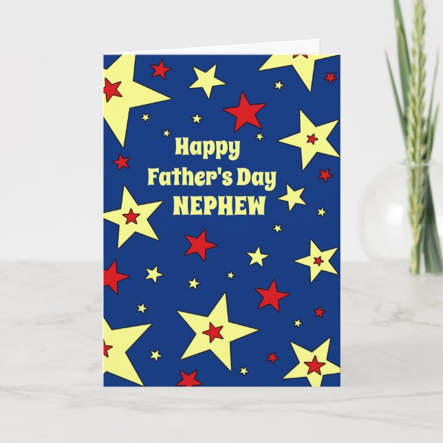 Blue Stars Nephew Happy Father's Day Card (Front)