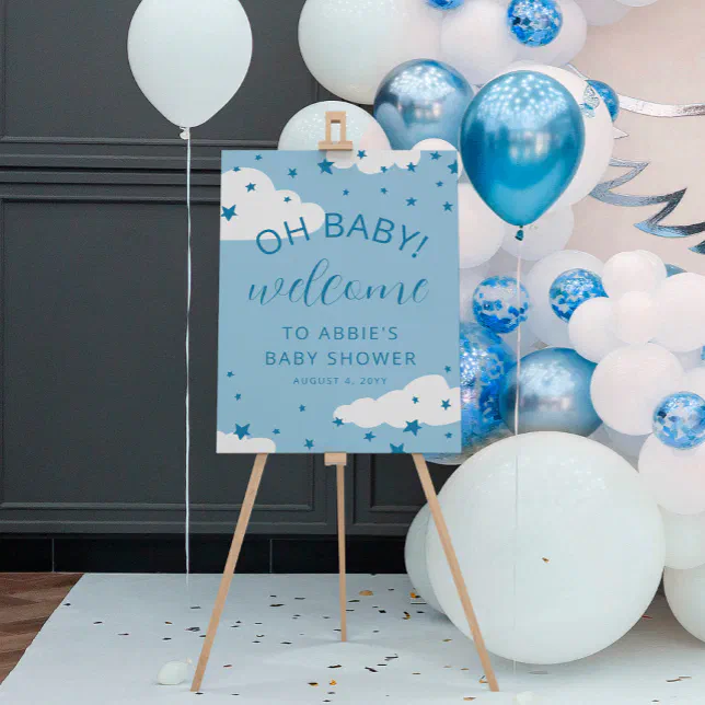 Blue Stars Oh Baby Boy Baby Shower Welcome Foam Board | Zazzle
