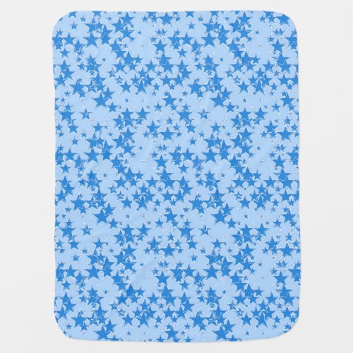 Blue stars on a light sky blue background baby blanket