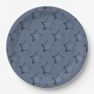 Blue stars paper plate