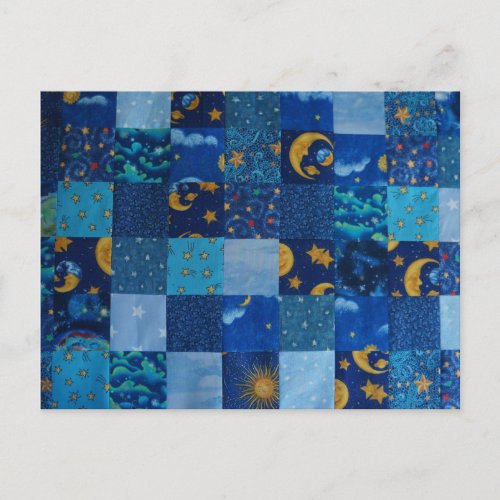 Blue Stars Patchwork Postcard