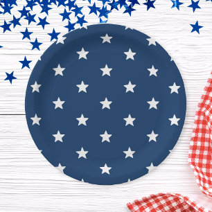 Blue Stars Patriotic 4th of July Summer Party Paper Plates