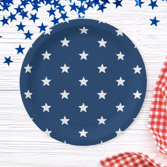 Blue Stars Patriotic 4th of July Summer Party Paper Plates (Blue Stars Patriotic 4th of July Summer Party Paper Plates)
