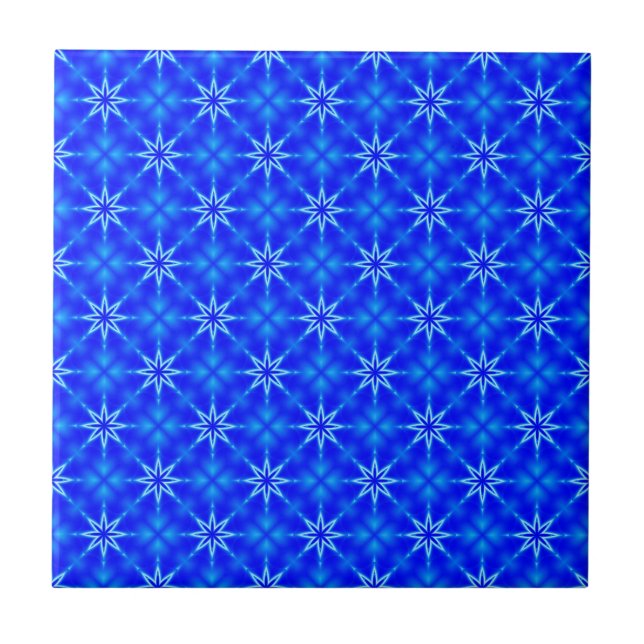 Blue stars pattern ceramic tile (Front)