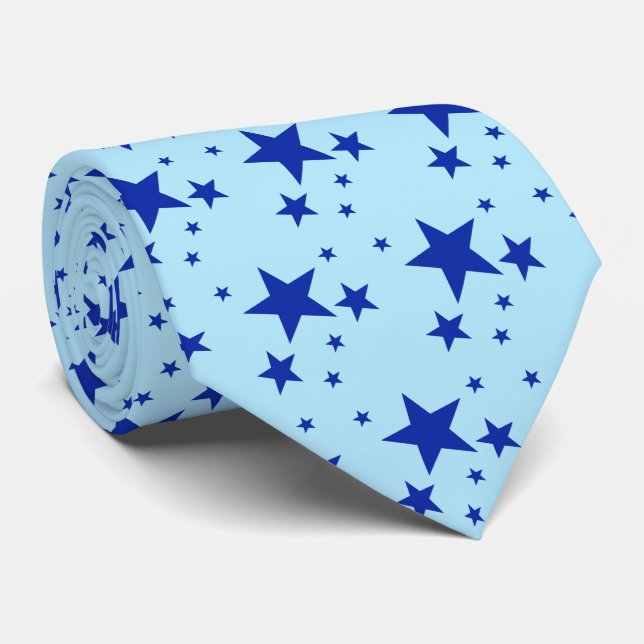 Blue Stars Pattern Neck Tie (Rolled)