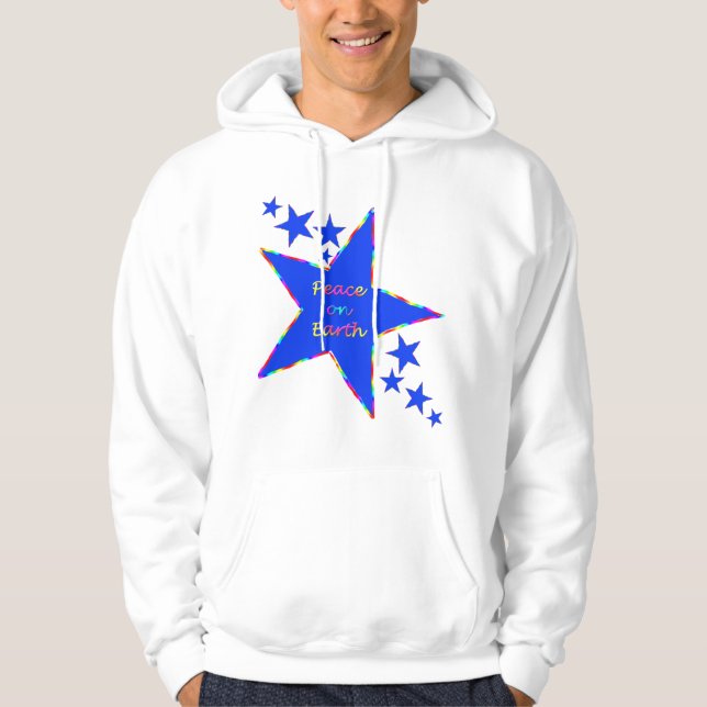 Blue Stars Peace On Earth Hoodie Shirt (Front)