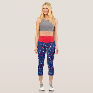 Blue Stars Print Women's Capri