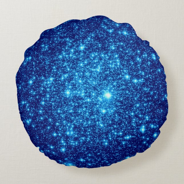 Blue Stars Round Pillow (Back)