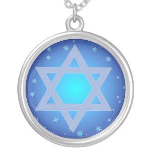 Blue Stars Star of David Necklace