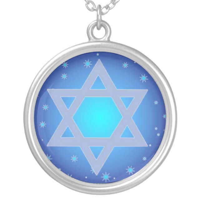 Blue Stars Star of David Necklace (Front)
