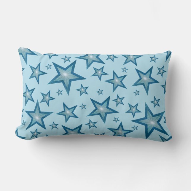 Blue Stars throw pillow lumbar pale blue back (Front)
