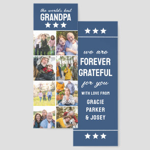 Blue Stars World's Best Grandpa Photo Collage Bookmarks