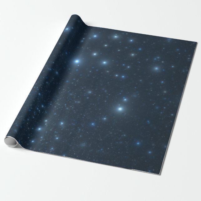 Blue Stars Wrapping Paper (Unrolled)