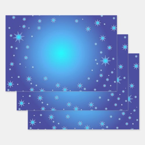 Blue Stars Wrapping Paper Sheets