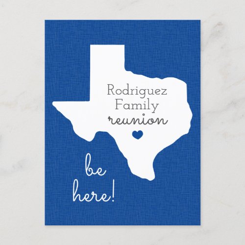 Blue State of Texas Family Reunion Postcard