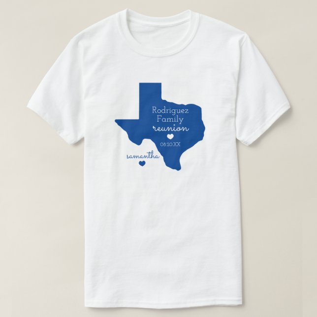 Blue State of Texas Family Reunion T-Shirt (Design Front)
