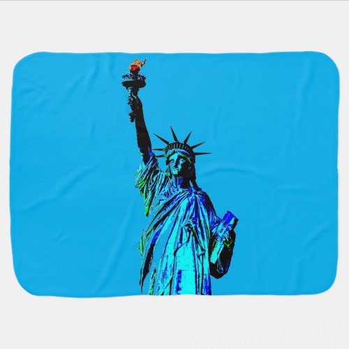 Blue Statue of Lady Liberty Baby Blanket