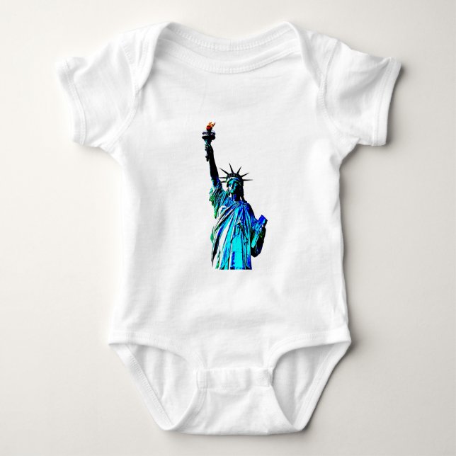 Blue Statue of Lady Liberty Baby Bodysuit (Front)