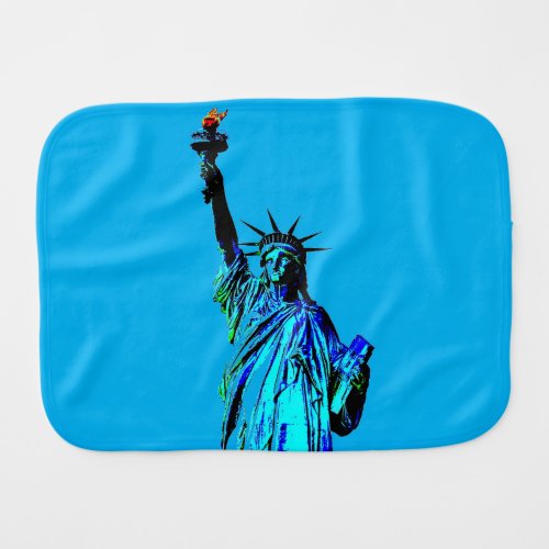 Blue Statue of Lady Liberty Baby Burp Cloth
