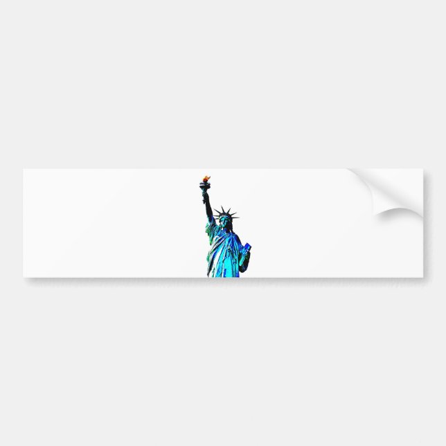 Blue Statue of Lady Liberty Bumper Sticker (Front)