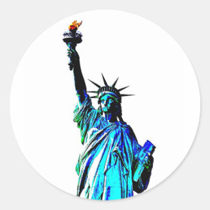Blue Statue of Lady Liberty Classic Round Sticker