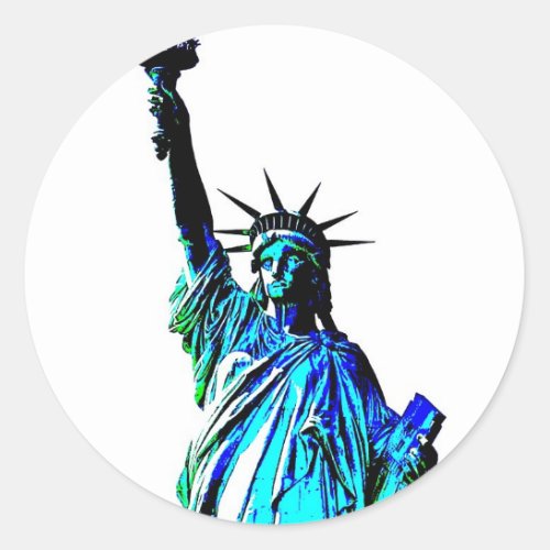 Blue Statue of Lady Liberty Classic Round Sticker